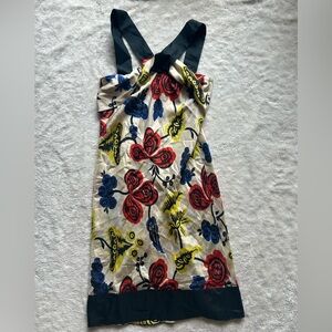 Floral silk Dress with Cross halter